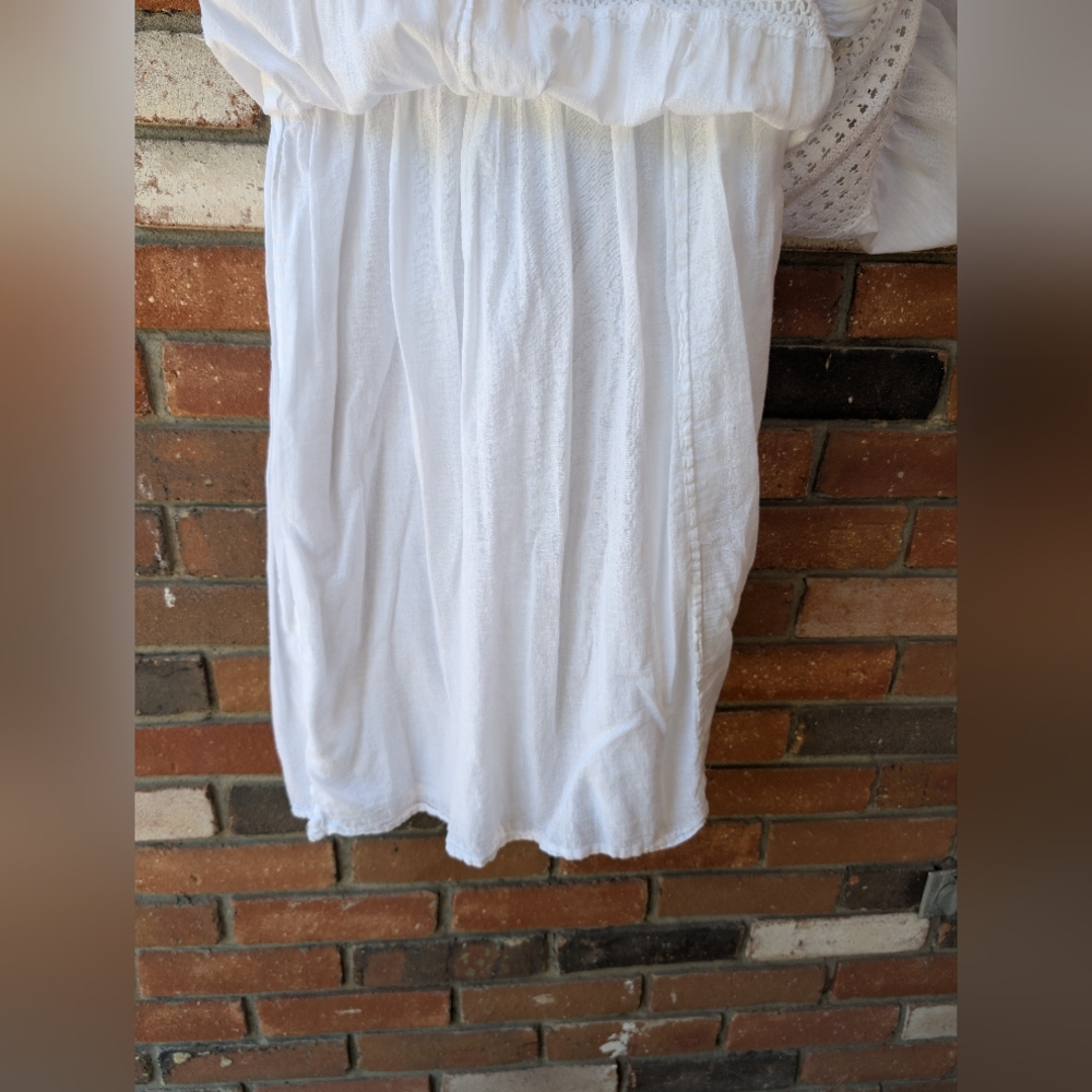 Naoo Corchet Midi A Line Dress White XL preppy bohemian cottagecore sundress - Picture 7 of 8